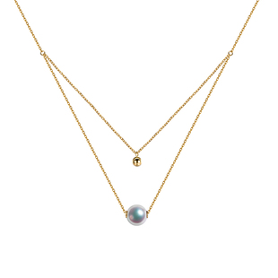 海梵纪珠宝 路路通天然海水珍珠项链大溪地黑珍珠锁骨链18K金吊坠