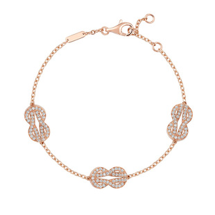 纯银18K金force10 8度双马蹄满钻半钻手链 三花8字