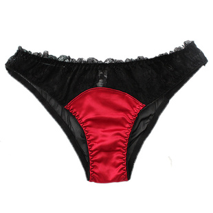 红色蕾丝性感内裤女镂空网纱透肉绸缎棉裆日系清新时尚低腰三角裤