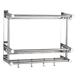 加厚不锈钢卫生间置物架免打孔3层三层浴室毛巾架洗漱淋浴房壁挂