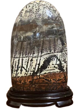 水墨招财奇石写意风书房摆件