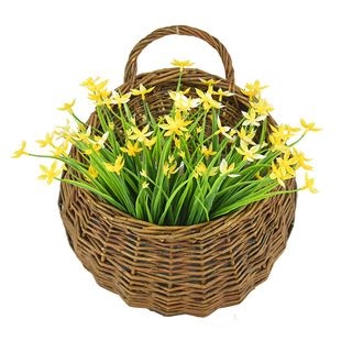 手工编织壁挂花篮田园室内墙面装饰创意墙挂垂吊藤编吊篮多肉花盆