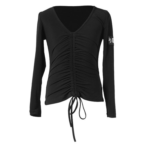 皇朝拉丁舞服上衣女童舞衣新品练功服抽绳遮肚秋冬长袖 H6096