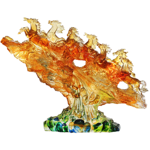 琉璃马摆件万马奔腾八骏马办公室客厅装饰工艺品开业送人高档礼品