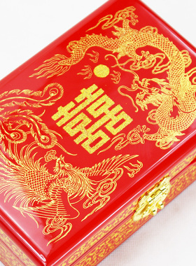 木质首饰盒复古带锁平遥推光漆器