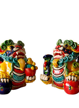 陶瓷手工七彩貔貅家居貔貅摆件