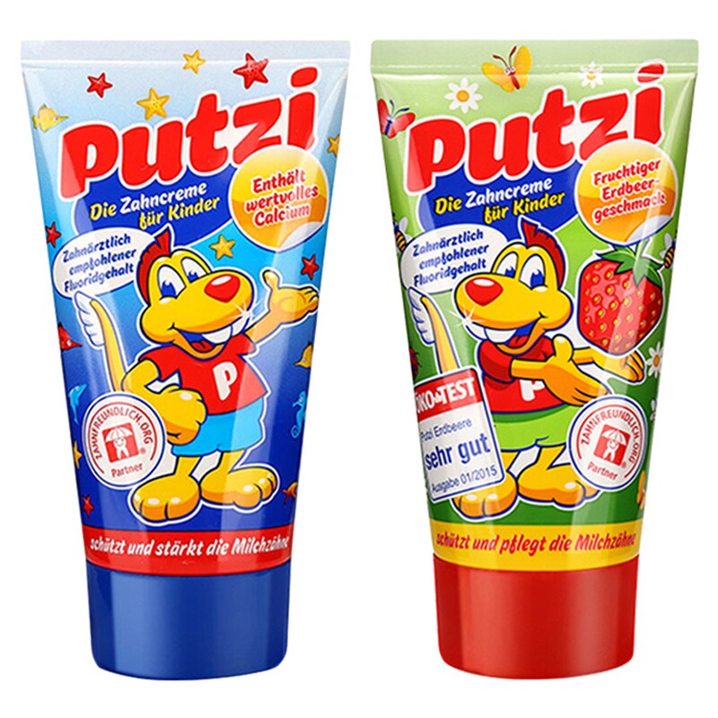 防蛀儿童牙膏putzi护齿含氟进口