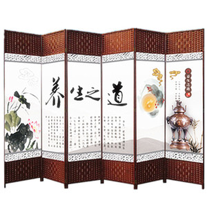 养生屏风隔断藤编布艺艾灸足疗美容屏风中式折叠美容院按摩院隔墙