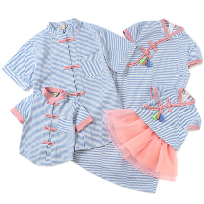 中国风棉麻唐装旗袍母女装