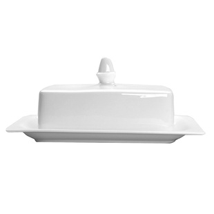 天元黄油盅 LY黄油盘 带盖 高档骨瓷西餐具 长方形 纯白色瓷器