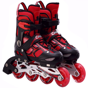 美洲狮轮滑鞋儿童男女小孩专业可调直排旱冰溜冰鞋套装闪光初学者