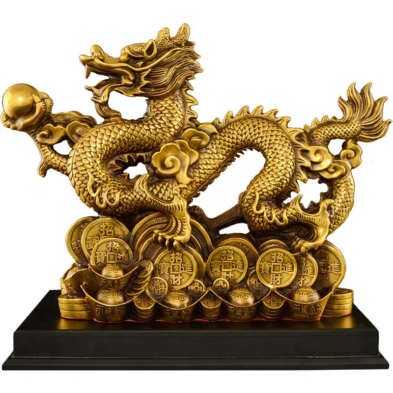 铜龙摆件吉祥物黄铜青龙招客厅2025新年财祥龙大号五爪金龙生肖龙