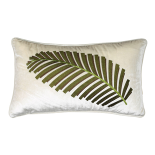 简欧轻奢橙色芭蕉叶刺绣抱枕 客厅沙发现代简约时尚个性绒布靠垫