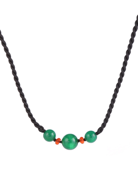 民族风锁骨链女短款个性脖子上配饰装饰品复古绿玛瑙项链简单颈链