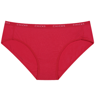 鸡仔唛莫代尔女士内裤中腰三角裤性感红色大码无痕本命年透气舒适