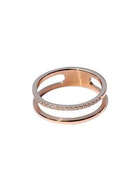 梓琦韩国个性简约双环镀食指戒指