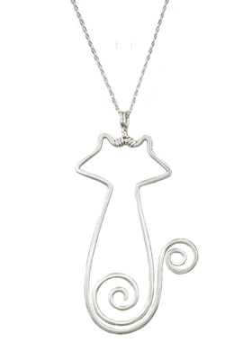 纯银小猫咪吊坠项链原创首饰短款