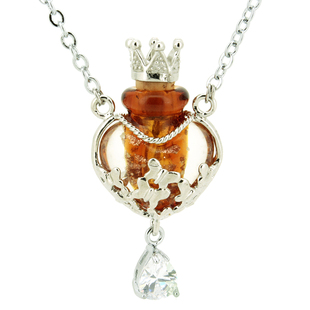 溢香薰香水瓶挂件容器朱砂胎发小巧迷你心形女琉璃精油瓶项链吊坠