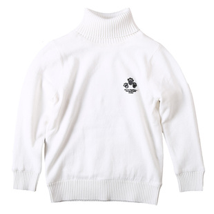 男童白色毛衣高领秋冬款宝宝针织衫加绒加厚保暖打底衫百搭毛线衣
