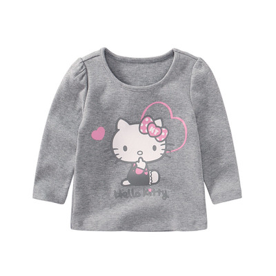清仓HelloKitty童装弹力棉女童圆领长袖T恤双面布厚款打底衫上衣