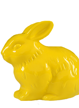 大号陶瓷兔子摆件一对十二12生肖招财风水小黄色瓷器客厅家居装饰