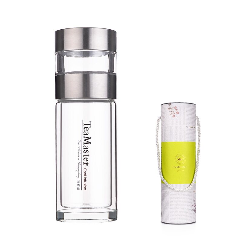 玻璃杯茶马仕水杯泡茶师 刚毅双层透明水晶茶水分离杯子