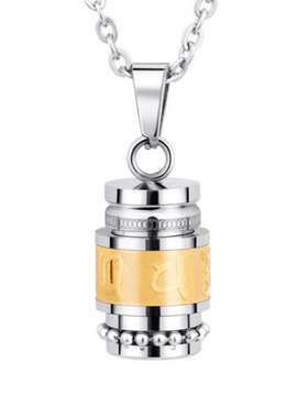 钛钢六字真言大明咒吊坠项链