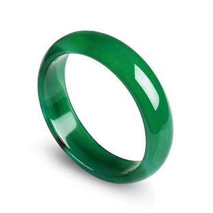 纯天然绿色玛瑙手镯玉石玉镯冰种玛瑙镯子玉髓女款礼物正品送妈妈