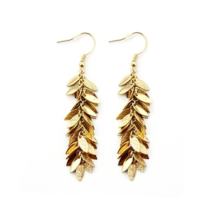 时尚韩国耳饰品百搭气质金色长款树叶流苏网红个性吊坠耳坠耳环女