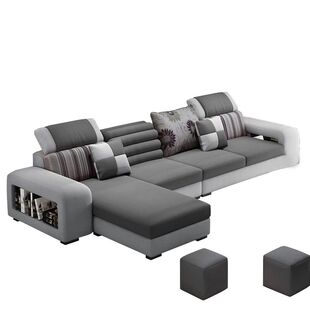 布艺沙发组合客厅3+1简约现代时尚贵妃小户型转角可拆洗三人四人