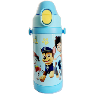 汪汪队智趣儿童背带壶PC0123学生卡通吸管保温杯子304不锈钢水杯