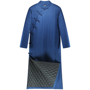 中国风棉袍加厚长衫男棉服冬季长款唐装棉袍子民国斜襟盘扣棉袄男