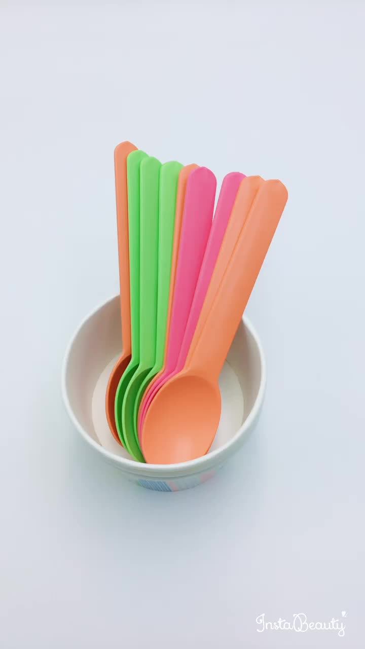 Hot Sale Plastic Corn Pla Biodegradable Pink Disposable Ice Cream Frozen Yogurt Spoons Buy