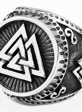 奥丁钛钢戒指男潮嘻哈卢恩符文