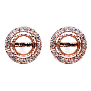 围钻925银镀白金玫瑰金圆形耳钉空托托4*4 5  6 7 8 9 10 11 12mm