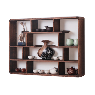 博古架多宝阁实木中式壁挂式挂墙现代简约置物架茶具架博物架古董