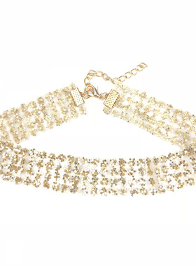 choker闪亮全手工金色短款脖颈链