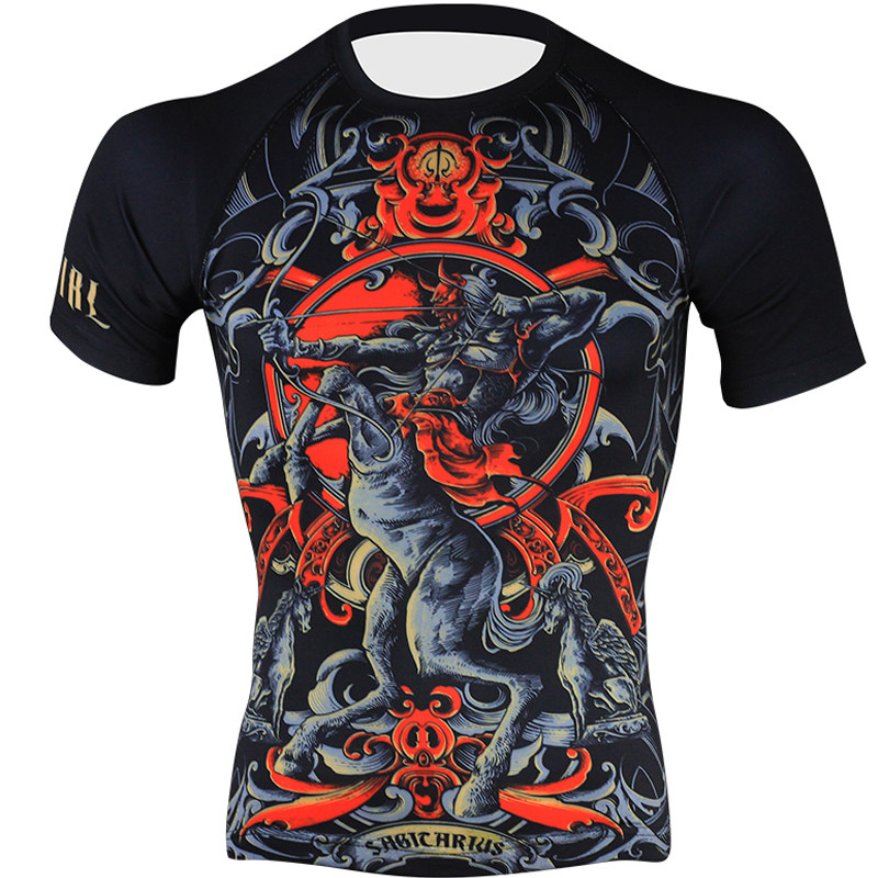 尚武mma短袖防磨衣暗黑系星座系列原创设计巴西柔术紧身衣 健身衣