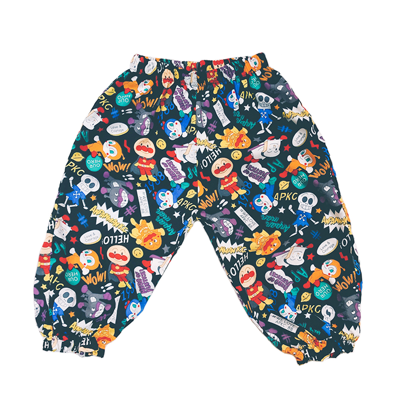 2026夏季绵绸男女童宝宝纯棉大屁屁裤满印防蚊裤束脚长裤亲子款
