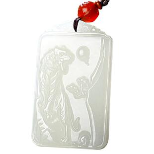 玉说和田玉生肖虎牌老虎玉牌玉石玉器吊坠挂件项链附证书