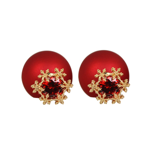 韩国新款白钻前款磨砂珠面雪花耳钉女现货百搭简约两用锆石耳环