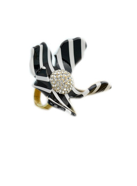 欧美风树脂条纹耳夹百搭款戒指