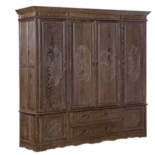 红木家具纯鸡翅木大衣柜顶箱柜中式仿古衣橱全实木卧室四门柜