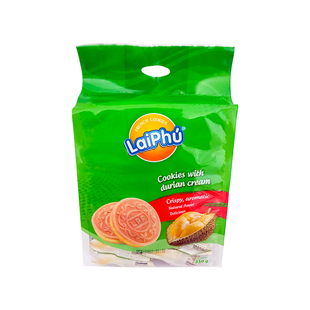 越南来福Laiphu榴莲味夹心饼350G 法式薄饼干脆饼 进口特产零食