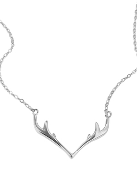 925纯银鹿角一路有你项链女小众情侣礼物锁骨链森系爆款锁骨链潮