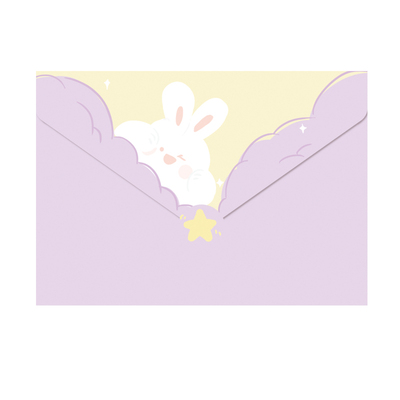 兔子情侣插画信封信纸蓝色