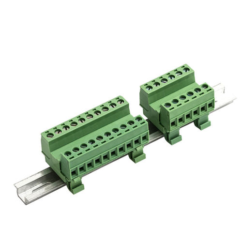 轨道2EDG-UKR-5.08mm导轨式固定连接器绿色铜电线端子连对插4P16P