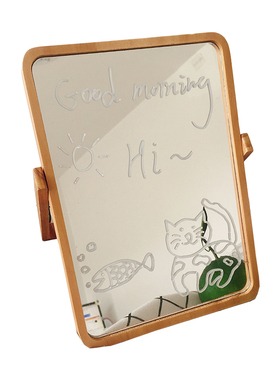 ins韩风涂鸦木镜子台式折叠DIY