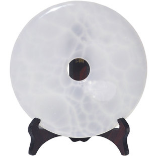 天然阿富汗玉石平安扣摆件大 家居装饰品镇宅客厅办公室玉壁摆设