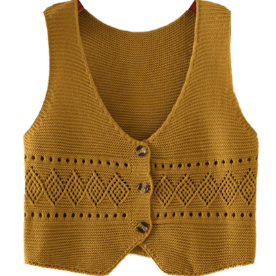 春秋针织外套璞姿单排扣V领开衫